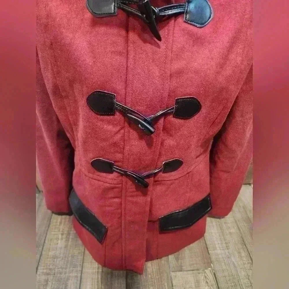 Rampage Sz Medium Burgundy Toggle Button Womens Coat Jacket Blazer NWT - Picture 2 of 7